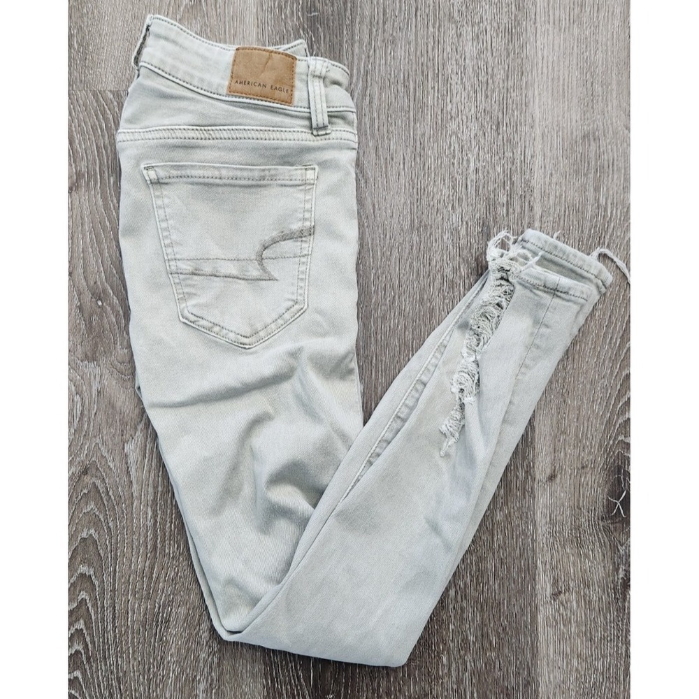 American Eagle Next Level Stretch Shorts Gray Green Size 0 Women's Denim